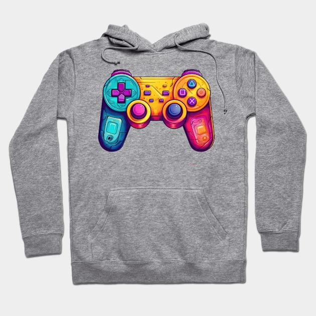 Retro 90s Gamepad Hoodie by Chromatic Fusion Studio